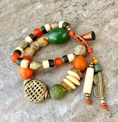 Bohemian Bracelet African Tribal Copal,  Glass, Bone and Lost Wax Brass Beads Bohemian Chic Jewelry, Beach Jewelry Boho, Brass Beads, Boho Chic Jewelry, Beach Boho, Bohemian Bracelets, Chic Jewelry, Lost Wax, Bohemian Fashion