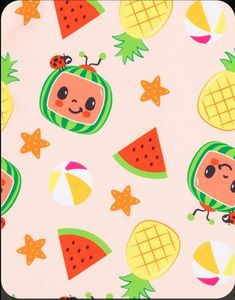 a pattern with watermelon and pineapples on it