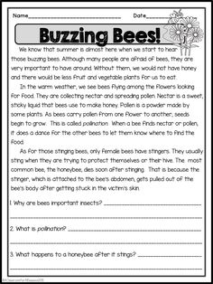 a worksheet with the words buzzing bees on it and an image of flowers