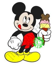 mickey mouse eating an ice cream sundae