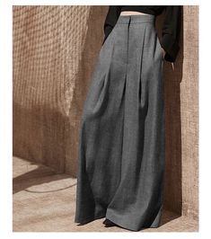 Product Information: - Product Name: High-Waisted Wide-Leg Pants - Material Composition:   - 70% Polyester Fiber   - 28% Viscose   - 2% Spandex - Available Sizes:S, M, L, XL, 2XL - Elasticity:None (Non-stretch) - Thickness: Regular - Fit:Loose/Wide - Transparency:Non-transparent Model A: Height 158 cm, Weight 48 kg, Waist 1.9 尺 (25 inches / 64 cm) -- Recommended Size: S Model B: Height 165 cm, Weight 55 kg, Waist 2.05 尺 (27 inches / 68 cm) -- Recommended Size: M Model C: Height 168 cm, Weight 62 Very Wide Leg Pants, High Waisted Wide Leg Pants, Pantalon Large, Wide Leg Trousers, S Models, Trousers Women, Autumn Winter Fashion, Wide Leg Pants, Style Me