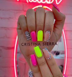 Cheetah Nails, Beauty Nails Design, Colored Acrylic Nails, December 29, Acrylic Nails Coffin Short, Neon Nails, Acrylic Nails Coffin, Cute Nail Designs, Fancy Nails