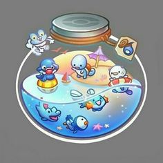 an image of some cartoon characters in a fish bowl