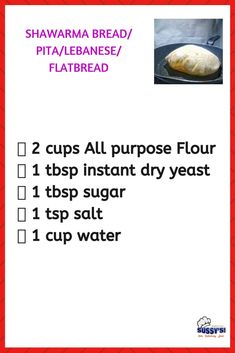 the instructions for how to make shawama bread / flatbreads with flatbread flour