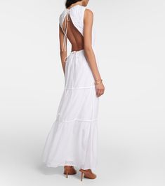 Emme Tiered Cotton And Silk Dress in White - SIR | Mytheresa White Tiered Dress, Tiered Dresses, Sir The Label, Linen Midi Dress, Silk Midi Dress, Silk Maxi Dress, Pink Midi Dress, Tiered Maxi Dress, White Midi Dress