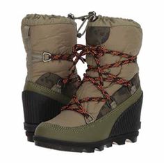 Brand New In Box. Only Tried On At Home. Have Been Sitting In My Closet Ever Since Camo With Orange Laces. Ships In Box. Tall Lady, Womens Sorel, Sorel Sandals, Sorel Kinetic, Ankle Rain Boots, Sorel Womens, Snow Boots Women, Sorel Shoes, Winter Snow Boots