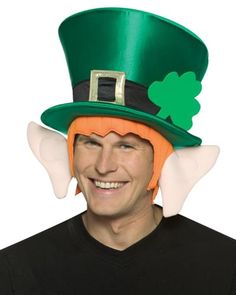 The St. Patrick's Day Leprechaun Top Hat With Ears is perfect for parades, plays, Halloween and parties. San Patrick Day, Top Hat Costume, Leprechaun Costume, St Patricks Day Hat, St Patric, Hat Cosplay, Hat With Ears, Green Costumes, St Patrick's Day Costumes