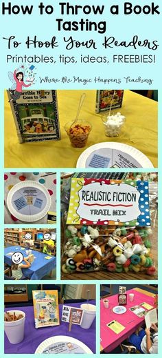 there are pictures of different items on the table and in front of them is a book about how to throw a book for kids