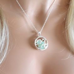 18" Necklace 1.25 Pendant Silver Plated Sea Glass Necklace, Pendant Silver, Gems Jewelry, Glass Necklace, Tumbling, Sea Glass, Womens Jewelry Necklace, Silver Plate, Silver Plated