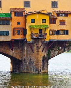 an old bridge that has some buildings on it