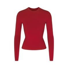 A form-fitting, ultra-flattering long sleeve tee that is perfect for everyday wear. Made of cool, comfortable cotton, this will be your new loungewear s... High Neck Long Sleeve Top, White Long Sleeve Blouse, High Neck Blouse, Jersey Long Sleeve, Dr Closet, Long Sleeve Turtleneck, Basic Shirts, Red Shirt, Collar Blouse