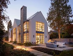 an image of a modern house in the evening