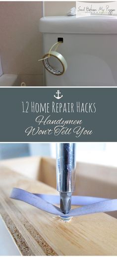 there are two pictures with the words 12 home repair hacks on top of it