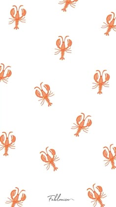 an orange lobster pattern on a white background