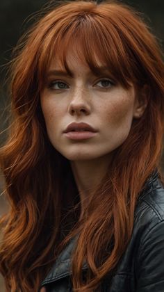 Ways to Style Dark Fall Hair Colors for Brunettes Long with Balayage Highlights Copper Hair Dark Eyes, Dark Brown With Ginger Highlights, Fall Copper Hair Color, Long Dark Copper Hair, Dark Copper Hair Olive Skin, Copper Bangs, Dark Ginger Hair Color, Brown Hair With Copper, Ginger Bangs