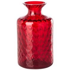 a red vase is shown on a white background