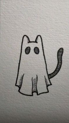 Easy Drawings Dark Aesthetic, Mini Doodles, Ghost Tattoo, Cute Easy Doodles, Easy Doodles, Cat Doodle, Cat Sketch, Doodles Drawings, Small Drawings