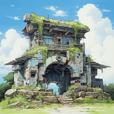 石と木で造られた門 Fantasy City, Game Concept Art, Fantasy Concept Art, 판타지 아트, Environment Design