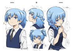 some anime characters with blue hair and ties