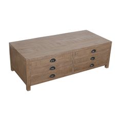 a large wooden dresser with drawers on one side and three drawers on the other end