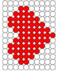 a red and white pattern with circles in the shape of a circle on top of each other