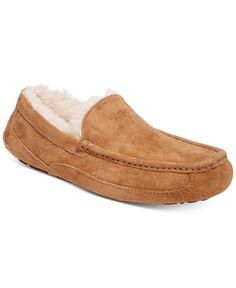 Perfect for keeping your feet warm this winter, these slippers from Ugg feature rubber soles, making them great for inside or out. Mens Ascot, Slippers Online, Moccasin Slippers, Wedge Loafers, Ugg Slippers, Moccasins Slippers, Vionic Shoes, Loafers Style, Mens Uggs