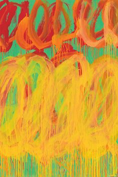 an abstract painting with orange and yellow colors