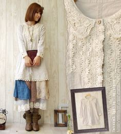 森ガール Lacy Clothes, Mori Kei Outfits, Mori Kei, Little Red Dress