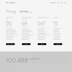 the pricing page is displayed in black and white