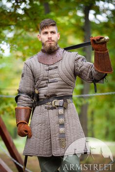 🛑     PLEASE CHECK YOUR MEASUREMENTS HERE (Pic.3):  https://www.etsy.com/listing/195694742/size-charts-not-for-sale Midi "Layer One" Gambeson for WMA  Heritage edition linen swordsman's under-armour  In the realm of swordplay, a diversity of approaches to the art exists. For those more into the historical part of the spectrum, we introduce this midi-length flax linen gambeson. This exceptional under-armor protection is a testament to the needs of historical swordsmanship enthusiasts. With its c Gambeson Armour, Fencing Gear, Medieval Gambeson, Types Of Armor, Linen Outer, Designer Suits For Men, Design Department, Designer Suits, Fencing