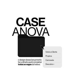 an advertisement with the words case anova in black and white, on a white background