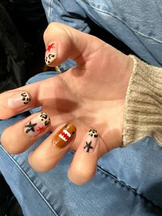 Domo Kun Outfit, Toro Inoue Nails, Domo Clothes, Domo Kun Nails, Paul Frank Nails, Silly Nail Art, Domo Drawing, Funny Nails Ideas, Kawaii Short Nails