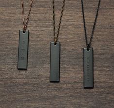 BLACK BAR Necklace // Mens Necklace Unisex // Thick Black Tag | Etsy Mens Necklace Fashion, Mens Necklace Personalized, Men's Necklace Gold, Mens Accessories Necklace, Mens Accessories Vintage, Mens Accessories Bracelet, Personalized Pendant Necklace, Mens Leather Necklace, Necklaces With Meaning