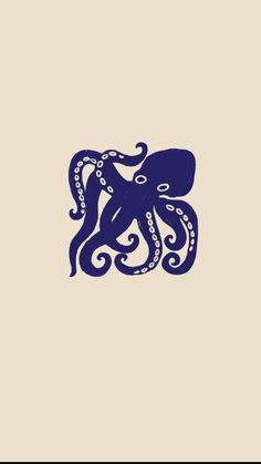 an octopus is shown in blue on a beige background, with the word's name below it