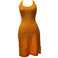 Knit Orange Swirl Mini Dress | Open Back | 70s Retro | Like New Never Worn Summer Sundress #Summer #Sunset Vintage Orange Mini Dress For Spring, Orange Retro Mini Dress, Vintage Fitted Orange Mini Dress, Yellow Vintage Beach Mini Dress, 1970s Sleeveless Vintage Spring Dress, Summer Sundress, 70s Retro, Sundress, Halter Dress