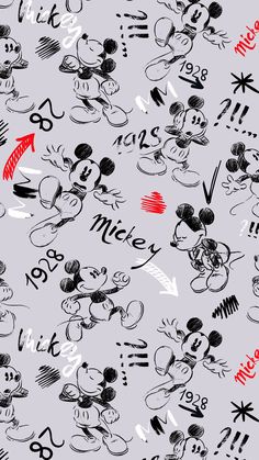 the mickey mouse wallpaper has many different designs on it, including numbers and symbols