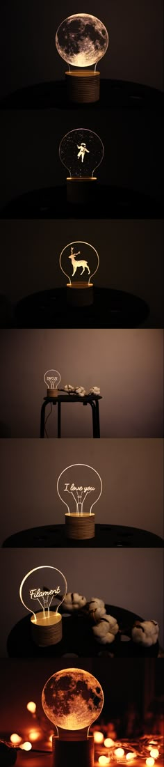 four different types of lights in the dark