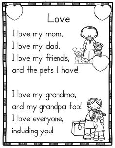 a coloring page with the words i love my mom, i love my dad and two dogs