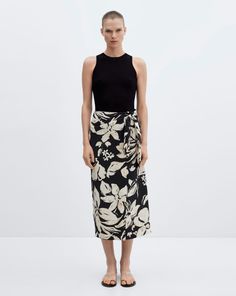 Cut to a classic straight silhouette, this midi wrap skirt from mango features, floral print, wrap design and back zip fastening. Wrap Midi Skirt, Midi Wrap Skirt, Playset Outdoor, Leisure Suit, Christmas Nightwear, Christmas Room Decor, Floral Wraps, Jd Williams, Cardigan Top