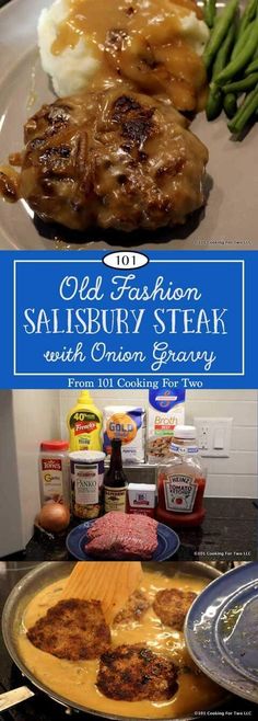 an old fashion salisbury steak with onion gravy