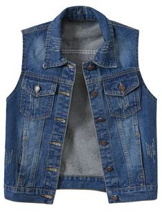 PRICES MAY VARY. Cotton&Polyester/Machine wash. Casual fit denim vest jacket, multi-color options. Lapel collar, single-breasted, solid color, sleeveless, armholes with pleats. 2 front buttoned flap chest pockets, 2 side pockets, 2 inner pockets. Perfect for daily casual, travel, outdoor, school, weekend, party, date and other casual occasions in all seasons. The brand "Locachy" is designed with simplicity, relaxing and comfortable, focus on providing more quality apparel.

Size Chart for Women' Jean Jackets For Women, Women Waistcoat, Sleeveless Jean Jackets, Womens Denim Vest, Ladies Vest, Denim Waistcoat, Crop Vest, Denim Vests, Top Jeans