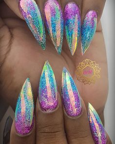 G.L.I.T.T.E.R ☄⭐☄⭐ #céunails #allglitter  #nailporn  #sparklenails  #nailsoftheday  #nailsofig #nails2inspire  #instagood  #868… Summertime Nails, Chrome Nail Designs, Ombre Chrome Nails, Purple Chrome Nails, Glitter Nail Designs, Red Chrome Nails, Glass Nails Art, Rainbow Nails Design, Rainbow Nail