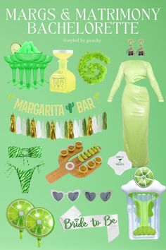 a green poster with limes, lemonade and other things to wear for mardi gras