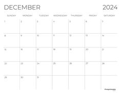 a december calendar with the holidays written in black and white, on a white background