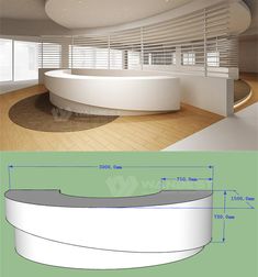 an architectural rendering of a curved reception table