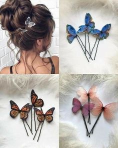 Hair Assesories Aesthetic, Butterfly Hairstyle, Diy Hair Accessories Ribbon, Trendy Hairstyle, Peinados Fáciles Para Cabello Corto, Hair Accessories Clips, Fancy Jewellery