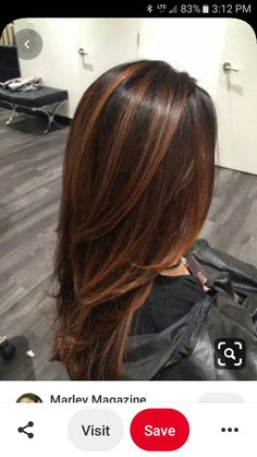 Hair Color Flamboyage, Red Highlights, Brown Hair Balayage, Dark Brown Hair Color, Winter Hair Color, Long Brown Hair, Hair Color Highlights, Brown Hair With Highlights, Hair Painting