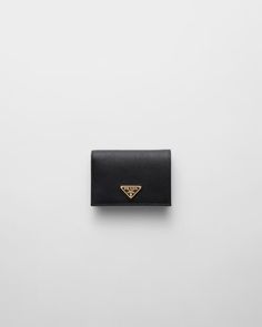 Black Small Saffiano Leather Wallet | PRADA Small Designer Wallet, King Of Wrath, Leather Wallet Women, Money Purse, Closet Tour, Twenty Twenty, Mens Travel, Prada Saffiano, Luxury Wallet