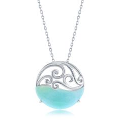 PRICES MAY VARY. OCEAN WAVE NECKLACE perfect for everyday wear or special occasions, as ocean themed jewelry. Our wave necklace for women is a dainty accessory to express your love of the ocean. For those who live near the beach, or would love to live near the beach, this necklace keeps the ocean close to your heart. EXQUISITE CRAFTSMANSHIP if you are an ocean lover and enjoy the beach life, show your love for the lifestyle with this wave inspired necklace. This wave charm necklace represents th Ocean-inspired Turquoise Round Pendant Necklace, Wave Jewelry, Pendants For Women, Larimar Necklace, Wave Necklace, Larimar Jewelry, Gemstone Pendants, Beach Necklaces, Inspired Necklace