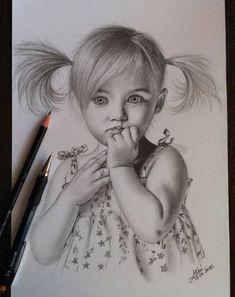 Pencil Sketches Of Girls, Pencil Sketch Drawing, Children Sketch, 강아지 그림, Baby Drawing, Portrait Sketches